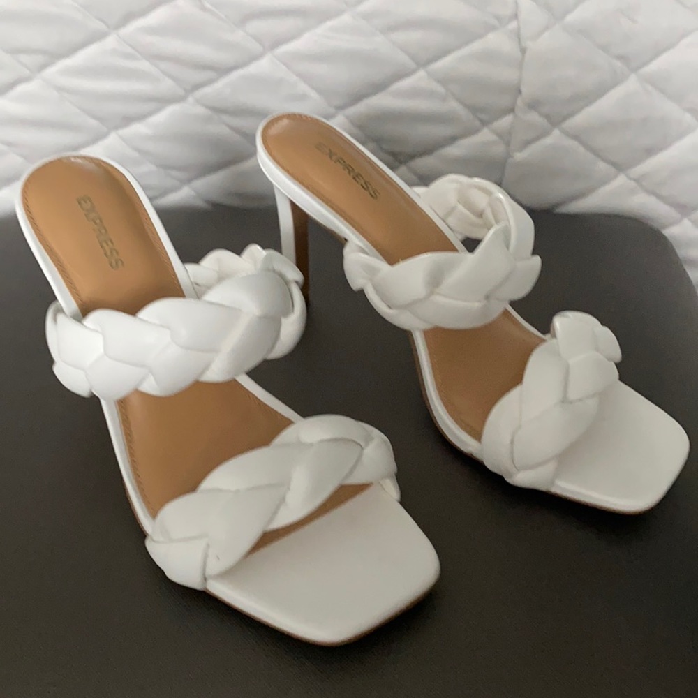 Express design white double braided sandals. - Picture 1 of 8